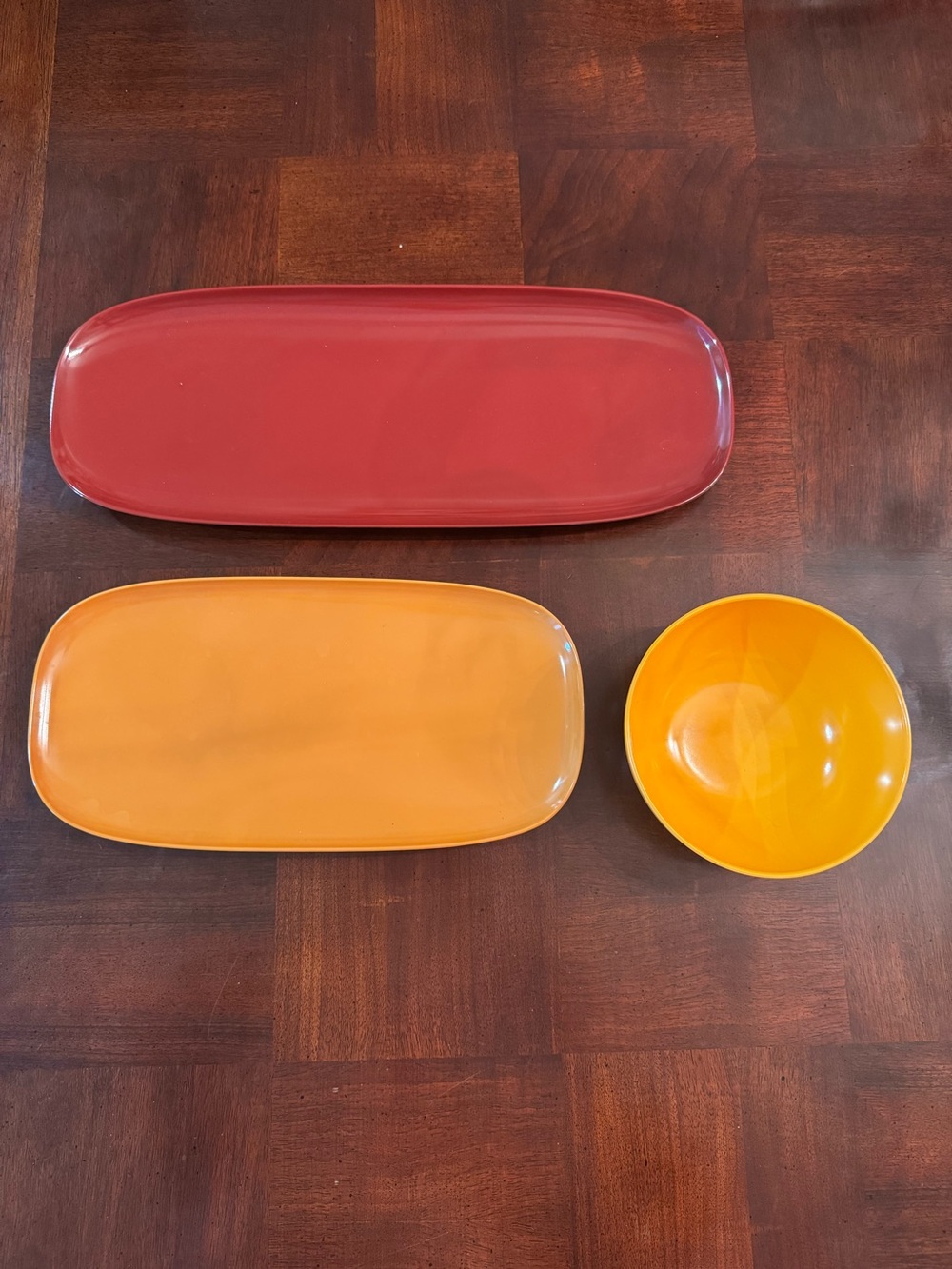 Pier 1 Imports Melamine Trays Plates 16" and 12" Retro Style Platters with bowl